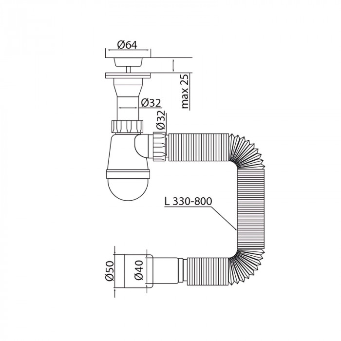 Сифон для умивальника Mixxus SU-09-A 1 1/4"x32 з литим випуском (MI8189)