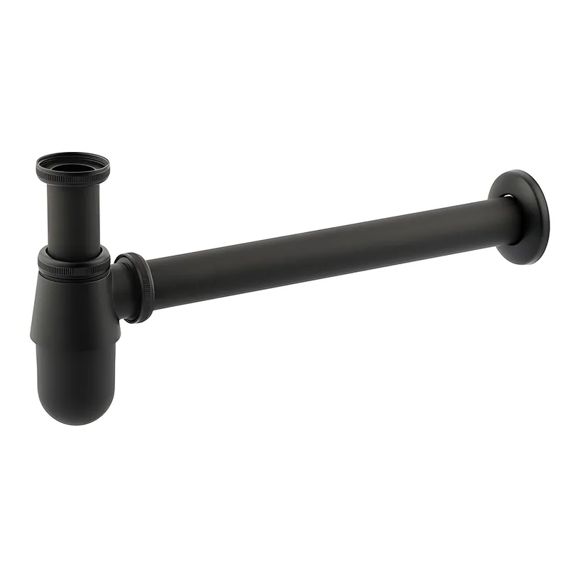 Сифон для раковини Champion SIPHON-01 BLACK без випуску (під донний клапан) без ревізії (Колір чорний) 1 1/4'' (AC3573)