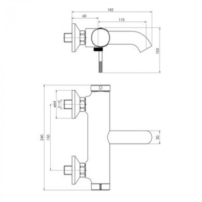 Змішувач для ванни IMPRESE BRENTA граф.хром, 35 мм ZMK091908040