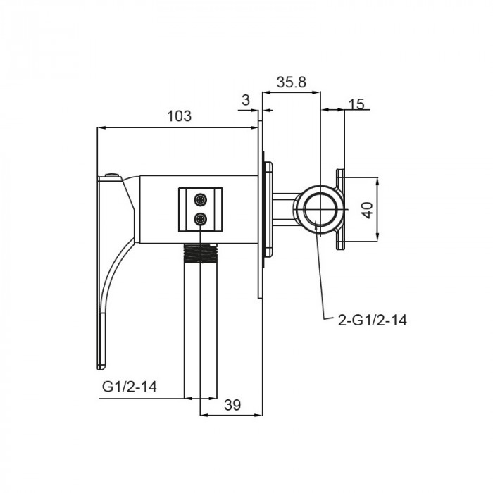 Змішувач для гігієнічного душу Koer KB-23010-05 (Колір чорний) (KR3497)