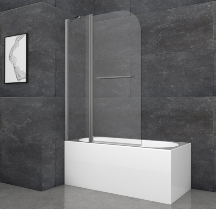 Шторки скляні на ванну Koer SR BS04-95x140-TR-07 прозоре скло 6мм, графіт (KR5404)