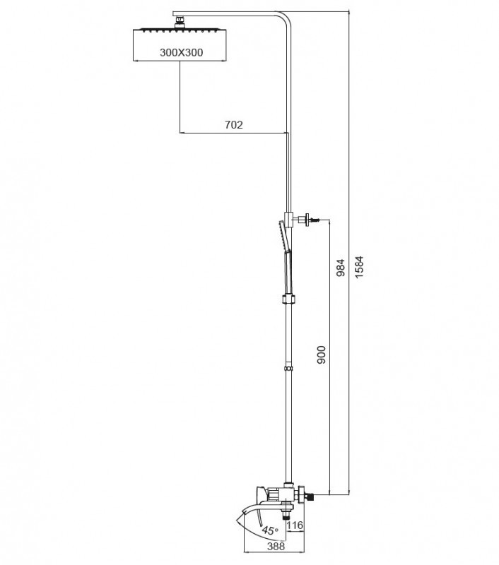 Душова колона із змішувачем KOER KB-56007-01 (Колір хром) (KR3460)