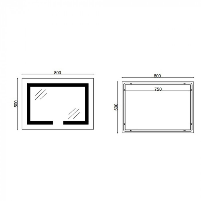 Дзеркало Mixxus HARD MR07-80x50 з Led Touch, Anti-fog, димером, регулятором яскравості (MI6658)