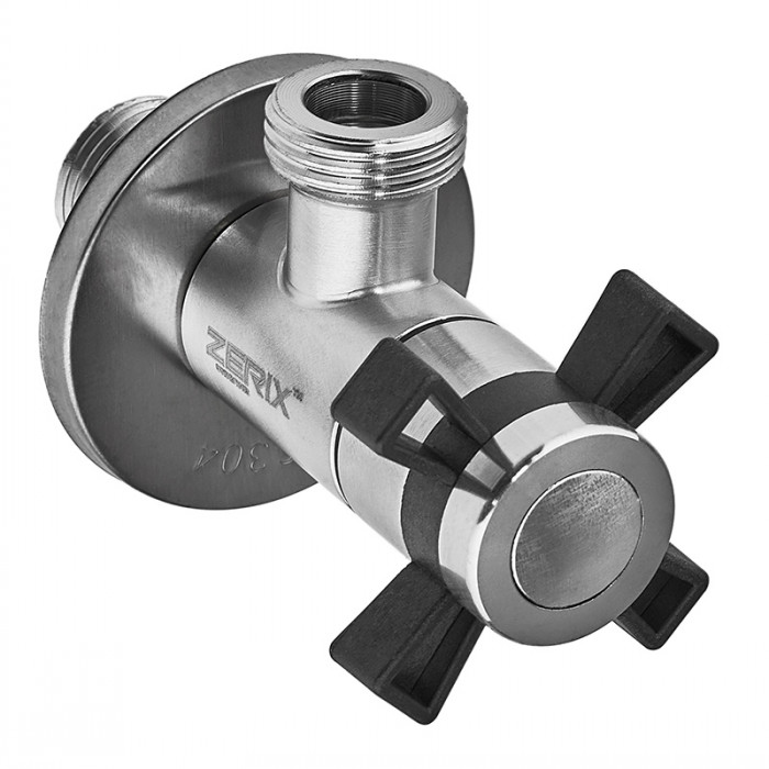 Кран для підключення сантехприладів Zerix VAL-09-1/2x1/2 з нерж.сталі SUS304 (ZX5102)