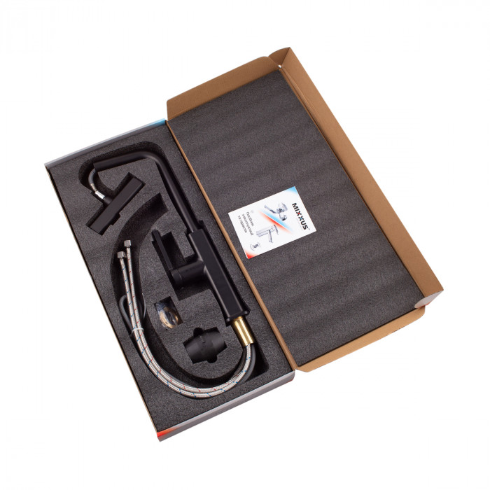 Змішувач для кухні з висувним виливом Mixxus Premium HAMMER 014 BLACK (MI6954)