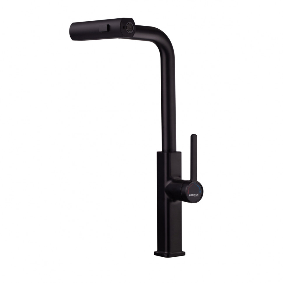 Змішувач для кухні з висувним виливом Mixxus Premium HAMMER 014 BLACK (MI6954)