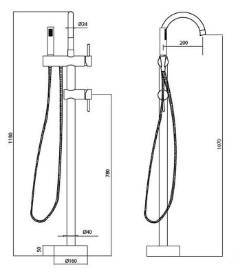 Змішувач до ванни вільностоячий ILLUSION чорний матовий