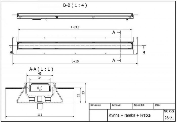 Линейный трап для душа Omega Slim 800мм MPCD800-OB-NT без ножек