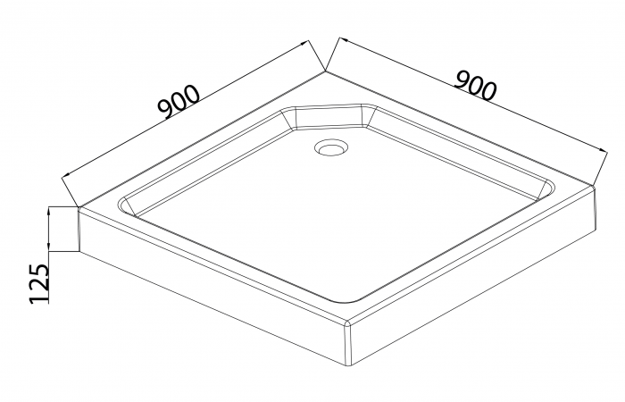 Душовий піддон з сифоном Mixxus CUBIC ST01-90x90x13 діаметр зливу 52 мм (MI6917)