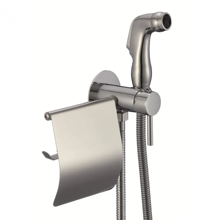 Змішувач для гігієнічного душу Zerix FTR-333-B з лійкою та паперотримачем (ZX5840)