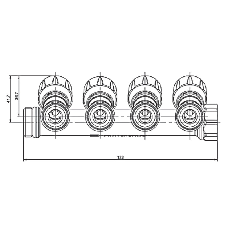 Колектор для теплої підлоги на 4 вих. Roho R809-04 - 3/4"x3/4" EK (RO0251)