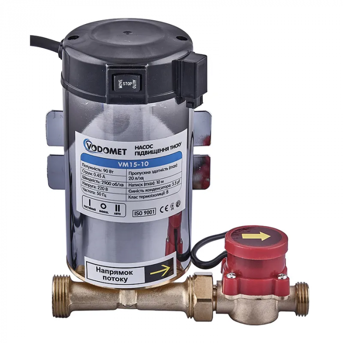 Насос підвищення тиску Vodomet VM15-10 Н=10М, Q=1,2кбМ, P=90Вт (корпус - нерж) (VO4205)