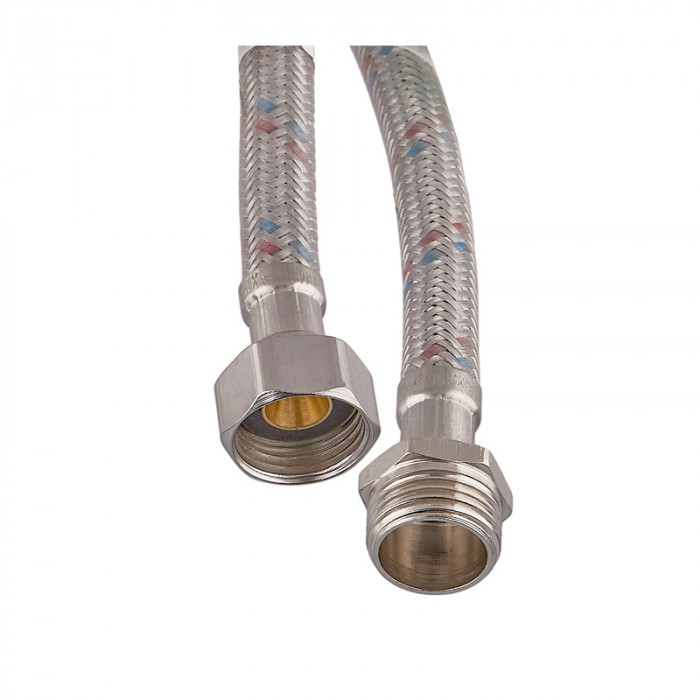 Гнучкий шланг для підключення води гайка 1/2'' - Штуцер 1/2'' (80 см) (силик. оболонка) Zerix (ZX3021)