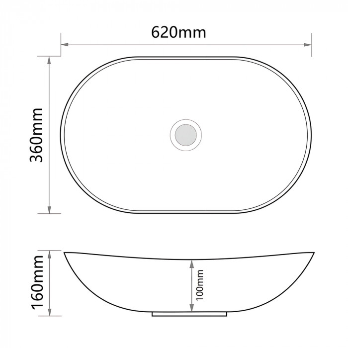 Раковина накладна Mixxus Premium WAVE-0105 EDGE BLACK 620х360х160mm (MP6556)