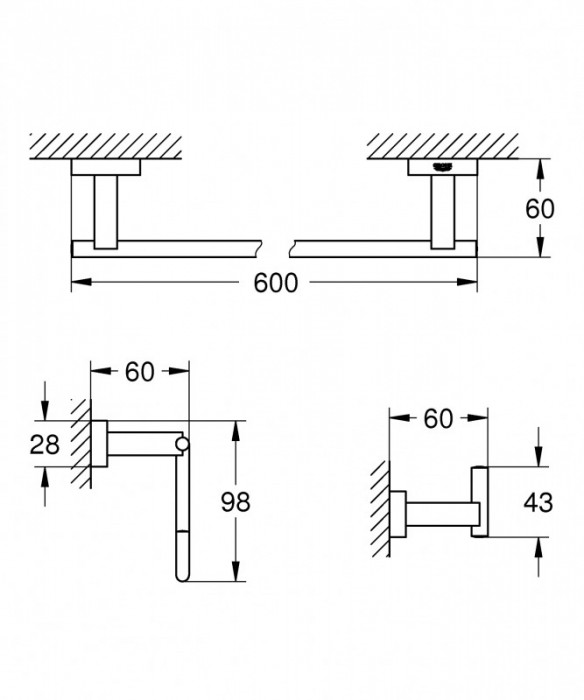 Набір аксесуарів 3 в 1 Grohe Essentials Cube New (40777001)