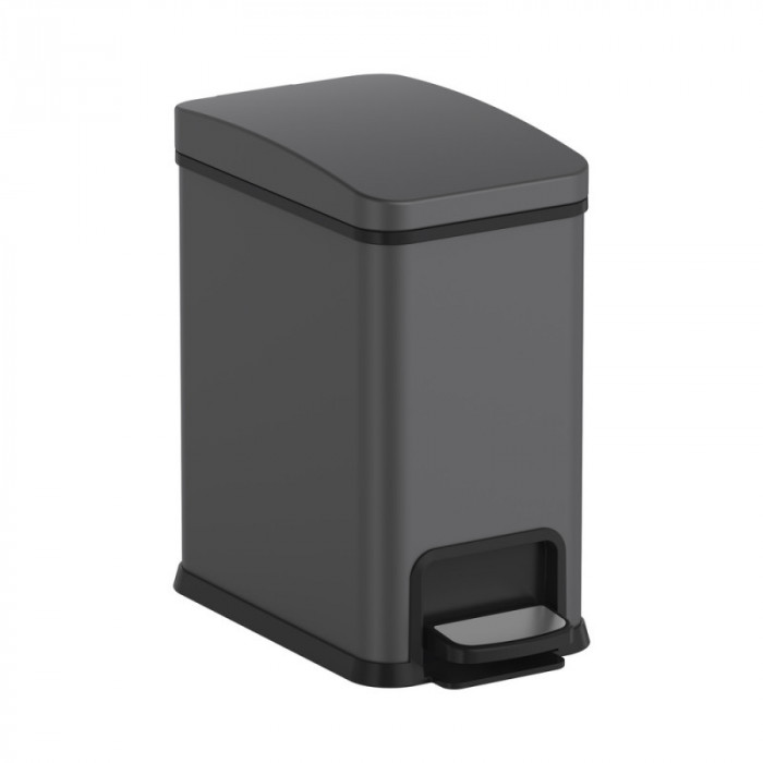 Відро для сміття з плавним закриттям прямокутне Koer TC-010108-07 8 л колір графіт (KR5591)