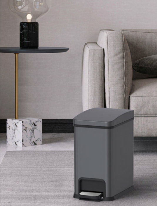 Відро для сміття з плавним закриттям прямокутне Koer TC-010108-07 8 л колір графіт (KR5591)