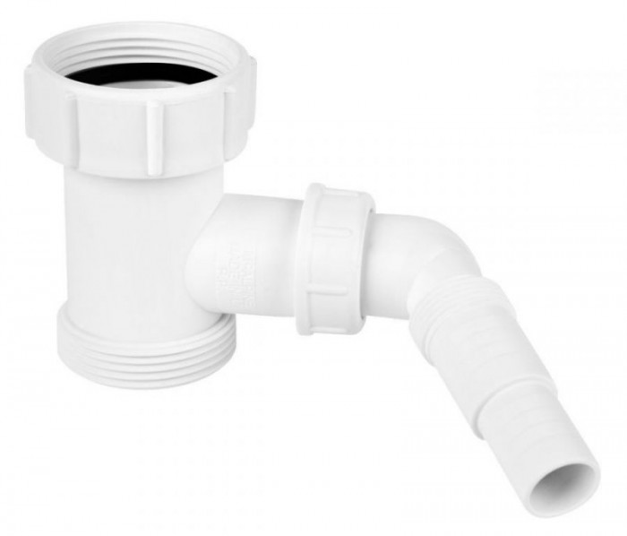Подовжувач пластмасовий для сифона для мийки з підключенням до пральної машини 1 1/2*1 1/2*70 мм V33S-FLUSH