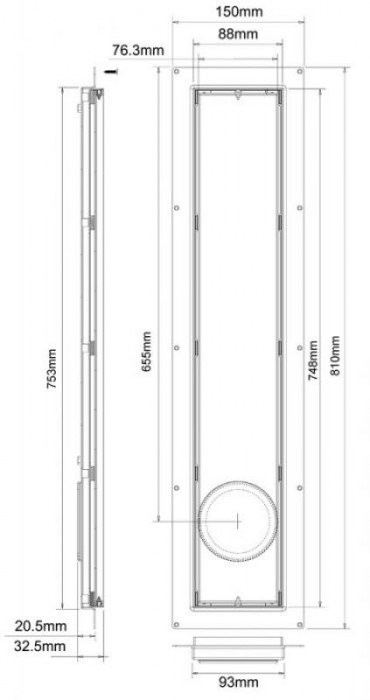 Линейный трап для душа Прямоугольный 800 мм CD800-B-NT + сифон CD-HC26-65