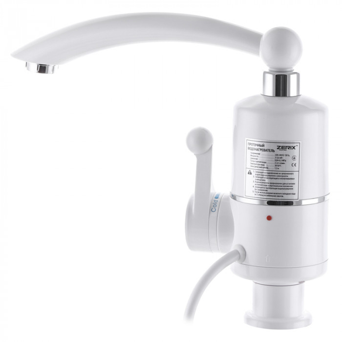 Водонагрівач Zerix ELW16-E 3 kW проточний, З ІНДИКАТОРОМ ТЕМП., на мийку (ZX3265)