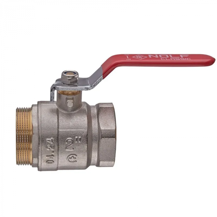 Кран кульовий Nolf classic NFC.621-50-2" FM ГШВ, ручка "важіль" червона (NF3143)