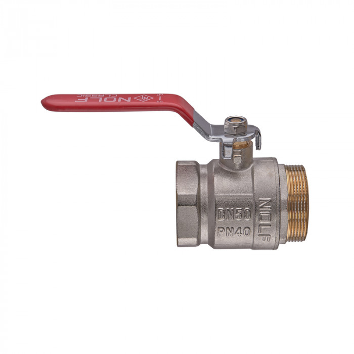 Кран кульовий Nolf classic NFC.621-50-2" FM ГШВ, ручка "важіль" червона (NF3143)