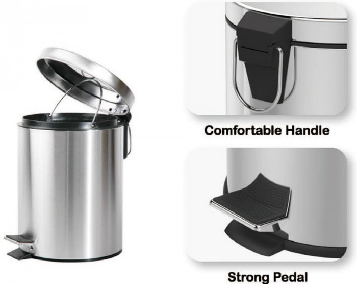 Відро для сміття кругле Zerix Solo-TC0103 SS Color 3 л колір нержавійка (ZX5895)