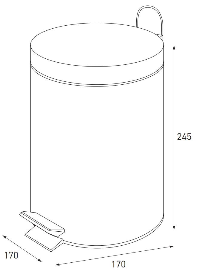 Відро для сміття кругле ZERIX SOLO-TC0103 SS COLOR 3 л (колір нержавійка) (ZX5895)