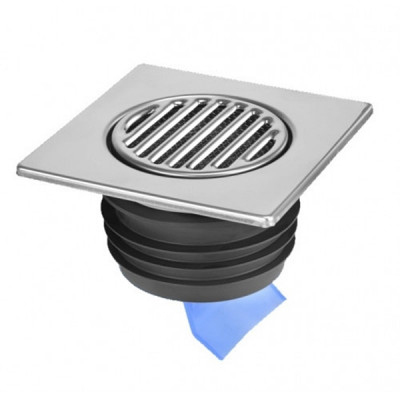Решетка из нержавеющей стали для пола 150*150 с силиконовой мембраной, ø110 (MRFGC3SSV-110)
