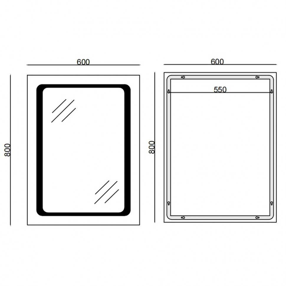 Дзеркало MIXXUS TWEE MR09-80x60-REVERSE з LED Touch, Anti-fog, димером, рег. яскравості (MI6660)