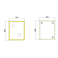 Дзеркало настінне ZERIX FONTE MRZ09-70x85-REVERSE GOLD прямокутне в золотій рамі (ZX5639)