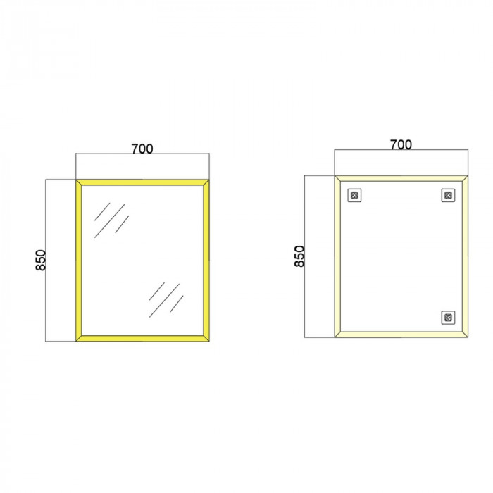 Дзеркало настінне Zerix FONTE MRZ09-70x85-Reverse GOLD прямокутне в золотій рамі (ZX5639)