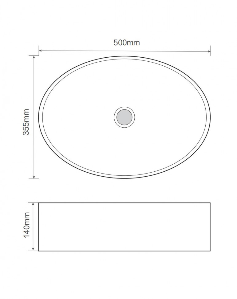 Раковина накладна MIXXUS PREMIUM BEVEL-0106 500х355х140mm (MP6546)