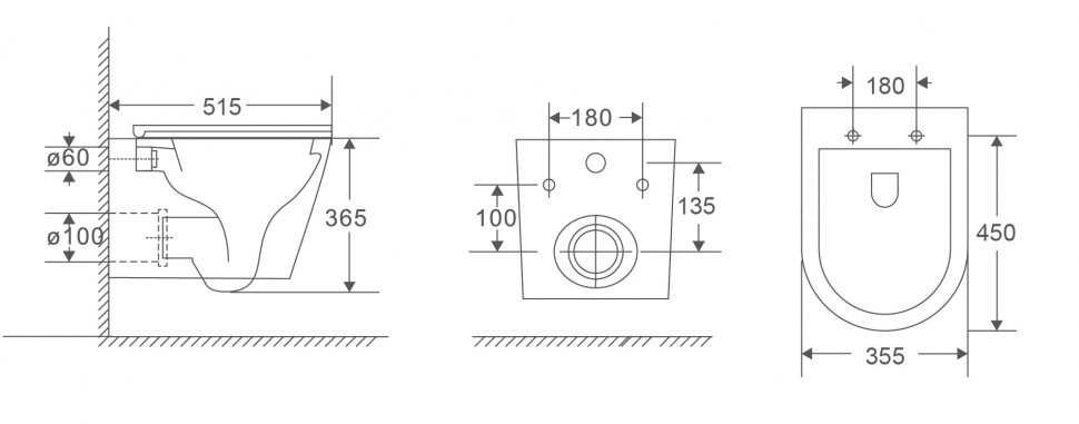 Унітаз підвісний Mixxus Premium Bevel-0301-T3 515x355x365mm, система змиву Tornado 3.0 (MP6472)