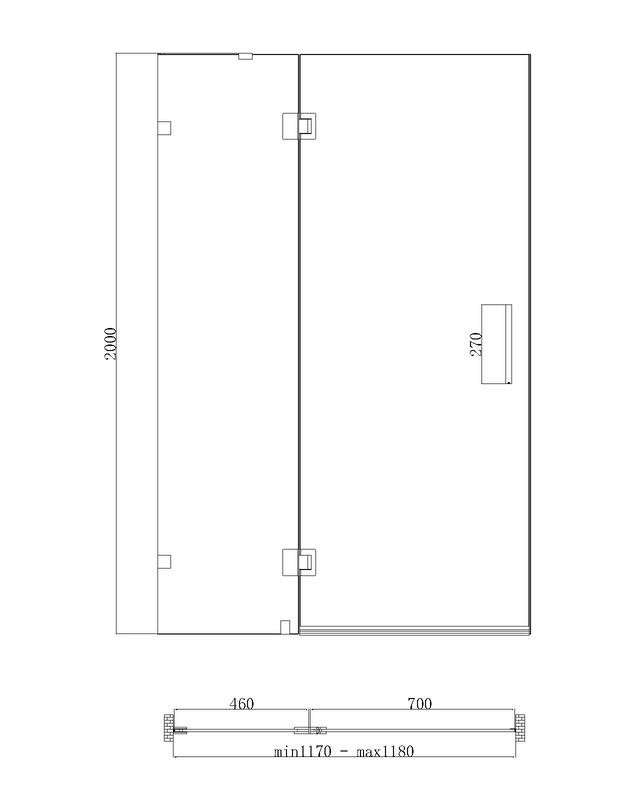 Двері в нішу Koer SR SD04-120x200-TR-07 прозоре скло Easy Clean 10мм, графіт (KR5388)