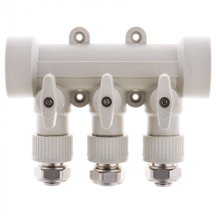 Колектор розподільний 3-way з фітингом (40x20) PPR Koer K0191.PRO (KP2556)