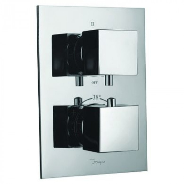 Змішувач для душу JAQUAR Kubix вбудований, термостатичний, з прихованою частиною, на 3 положення 150x200 мм, хром KUB-CHR-35693