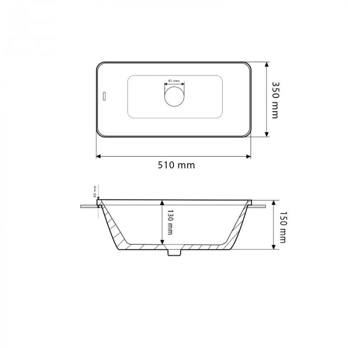 Умивальник (раковина) VBI TORITTO WHITE врізний
