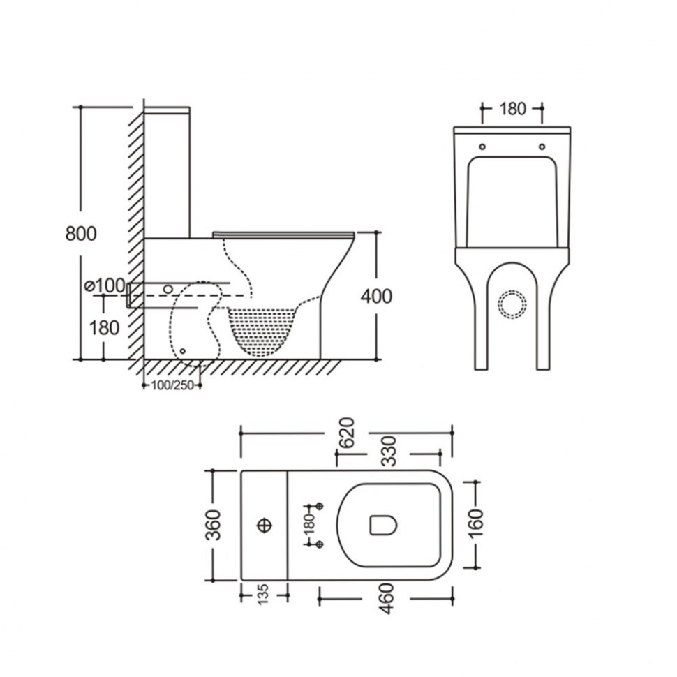 Унітаз-компакт Mixxus STYLE-0403-R 620х360х800mm, система змиву RIMLESS (MI6727)