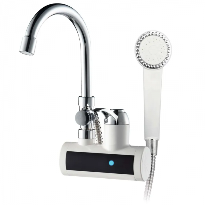 Водонагрівач Zerix ELW22-W 3 kW проточний, на СТІНУ (зі шлангом та лійкою) (ZX4933)