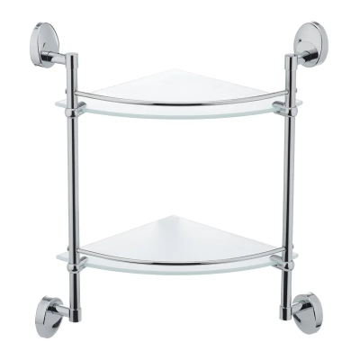 Скляна полиця кутова 2-ярусна Zerix LR3307-2 (LL1436)