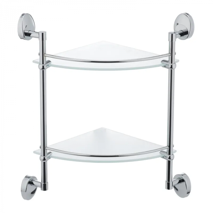 Скляна полиця кутова 2-ярусна Zerix LR3307-2 (LL1436)