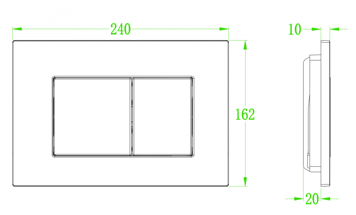 Панель змиву KOER KT-0602-05 пластикова, кнопка квадратна (KR5181)