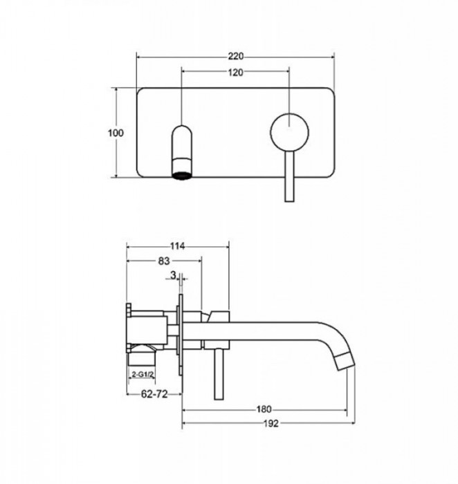Змішувач до умивальника ILLUSION золото (прихованого монтажу)