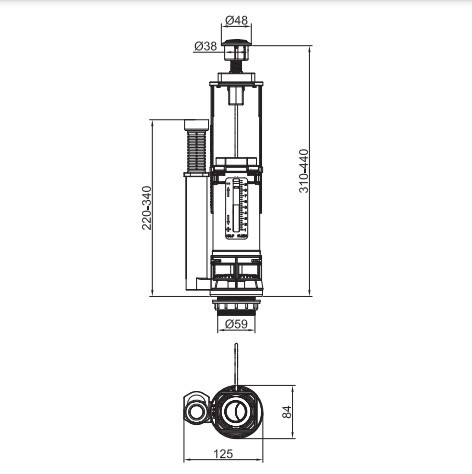 Комплект арматури Koer KT-0301-1/2" (спускна 2-х + наповнювальна з універс. підключенням) (KR5058)