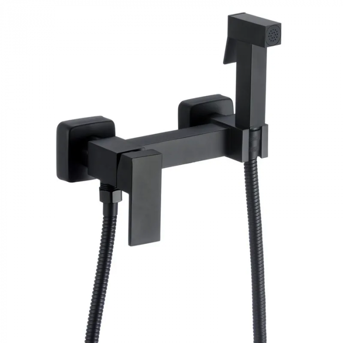 Змішувач для гігієнічного душу Zerix FTK-222 Black з лійкою (Колір чорний) (ZX5842)
