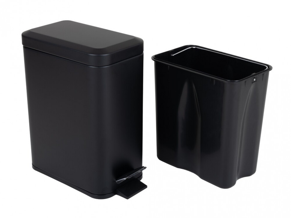 Відро для сміття з плавним закриттям прямокутне ZERIX SANSA-TC0105 BLACK 5 л (колір чорний) (ZX5894)