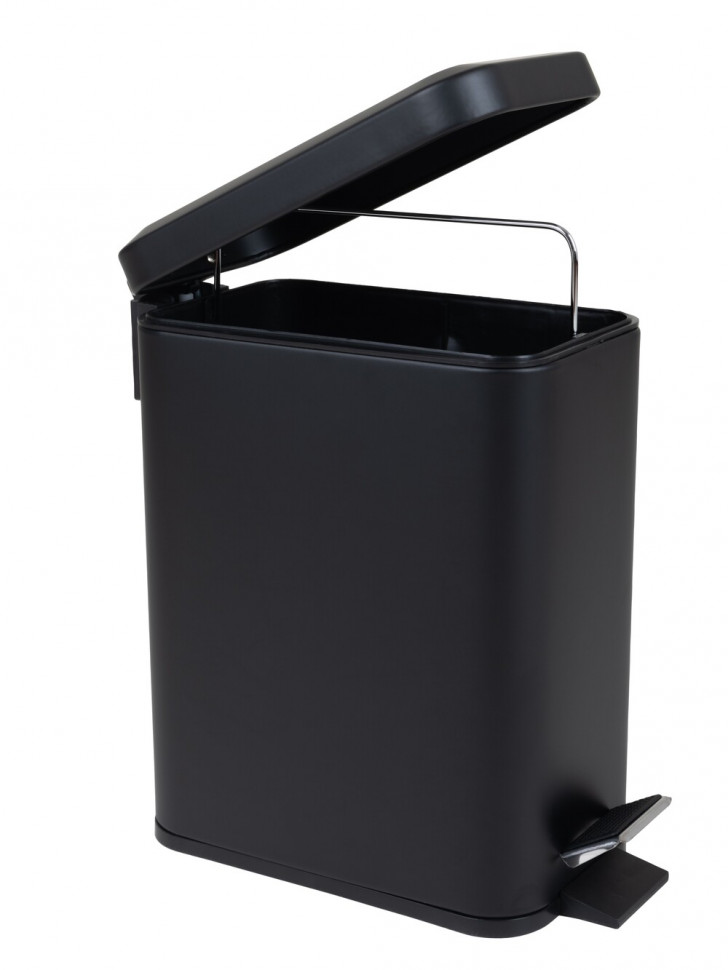 Відро для сміття з плавним закриттям прямокутне ZERIX SANSA-TC0105 BLACK 5 л (колір чорний) (ZX5894)