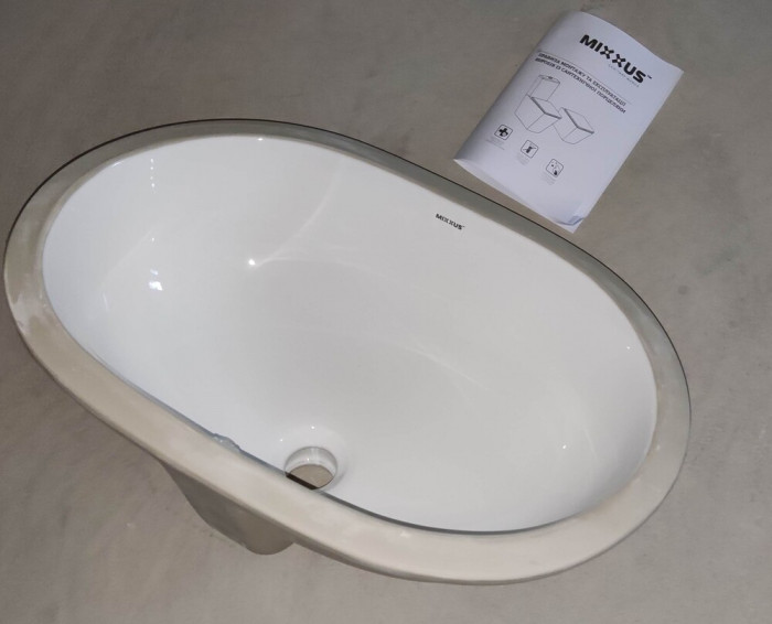 Раковина врізна під стільницю MIXXUS PREMIUM ELLIPSE-1701 570х385х205mm з переливом (MP6566)