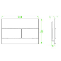 Панель змиву Koer KT-0603-03 240x160x10mm пластикова, кнопка лінійна (колір білий) (KR5318)